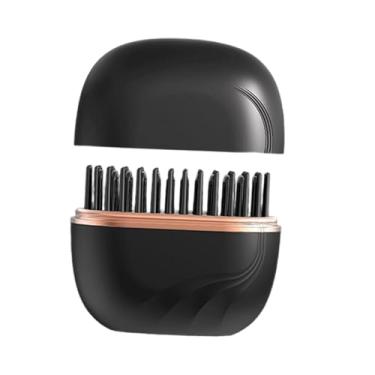 Imagem de oshhni Escova alisadora de cabelo, modeladora e modeladora sem fio, aquecimento rápido, portátil, profissional, com 3 temperaturas ajustáveis, Preto