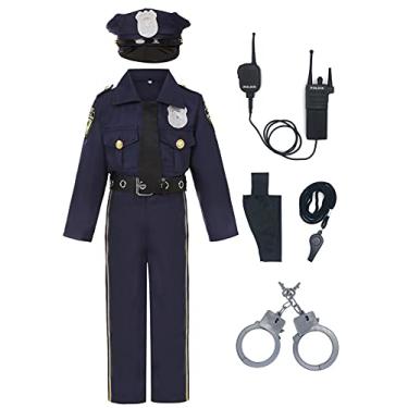 Imagem de Viyorshop Fantasia infantil de policial de luxo para fantasia de policial de Halloween, cosplay (3 a 4 anos)