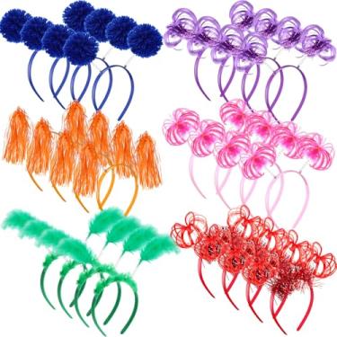 Imagem de Censen 24 Pcs St.patrick's Day Pom Pom Headband Tinsel Wrapped Ponytail Head Bopper Costume Headwear Party Accessory(Multicolored)