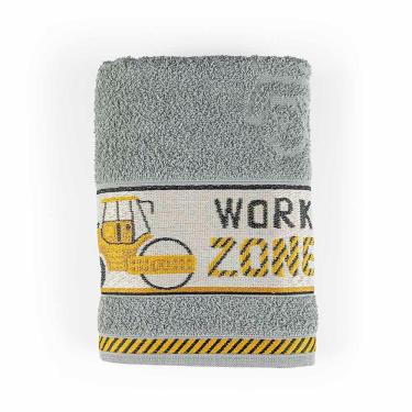 Imagem de Toalha De Banho Infantil Pitico 1,15m X 75cm 100% Algodão Macio - Trator Manny Cinza