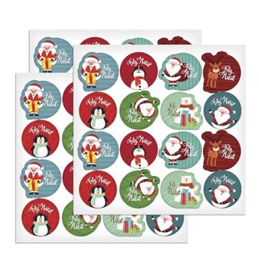 Imagem de Kit 3 Cartelas de Adesivo Redondos Feliz Natal p/Decoração de Presentes