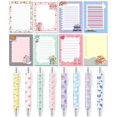 Imagem de Conjunto de 16 peças de notas adesivas para amantes de livros com canetas, blocos de notas coloridos, blocos de anotações, canetas esferográficas, lembrancinhas de festa de clube, presentes de Natal