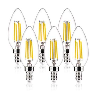 Imagem de Lâmpada LED ALAMPEVER E12 Candelabra 4W 5000K regulável, pacote com 6