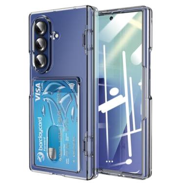 Imagem de YQODSZ Capa para Samsung Galaxy Z Fold 7 com suporte para cartão, proteção de cobertura total de 360°, capa protetora de tela frontal embutida para dobradiça de grau militar para Z Fold 7 transparente
