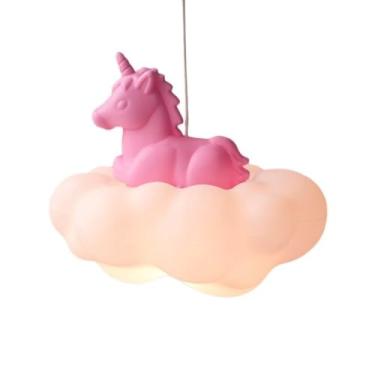 Imagem de Luminária Pendente Nuvem com Unicórnio Bivolt – Decoração Quarto Infantil