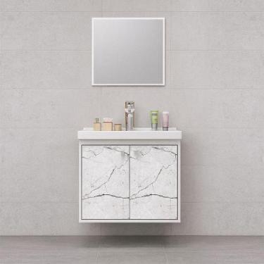 Imagem de Armário Para Banheiro + Cuba + Espelheira - Bergamo Branco - Riverzza