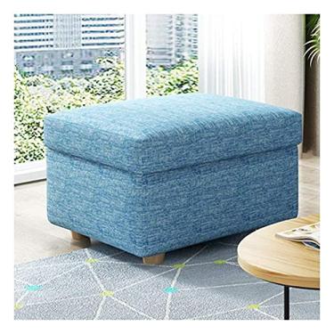 Imagem de Banquetas Otomanas de tecido otomano para armazenamento de pés banco de sofá de tecido otomano descanso de pés decoração de casa sala de estar varanda/azul #B/60 * 60 * 40 cm