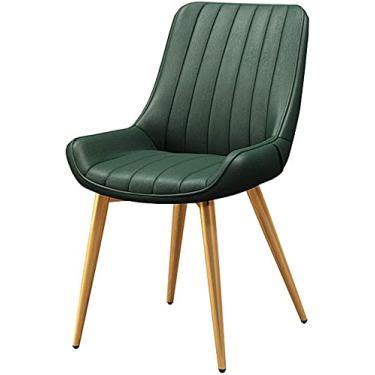 Imagem de Cadeira de jantar de couro sintético, cadeiras de sala de estar, cadeiras modernas com pernas de metal para cozinha, quarto de jantar (cor: verde, tamanho: pernas douradas)