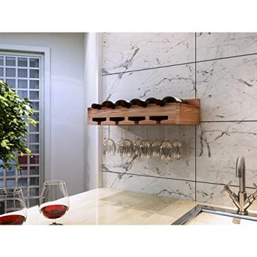 Imagem de Prateleira de parede Cremalheira criativa de madeira maciça para copos de vinho, rack de vinho de cabeça para baixo, rack de armazenamento de parede que pode suportar 15 kg de decoração de casa