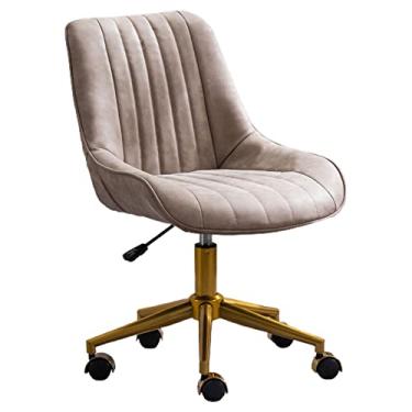 Imagem de Cadeira de escritório em casa, cadeira de maquiagem sem braços, altura ajustável e rotação de 360°, para espaços pequenos, sala de estar, estudos