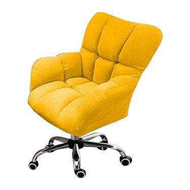 Imagem de Cadeira estofada de escritório em casa com braços, altura ajustável, cadeira de mesa giratória de 360° para sala de estar, maquiagem, estudo