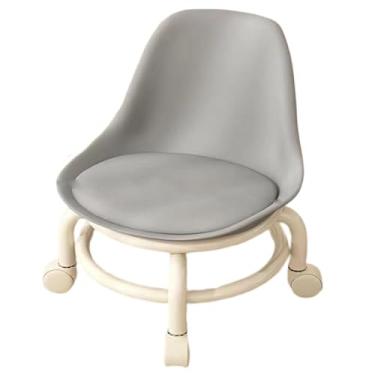 Imagem de Banqueta de rolamento baixo com rodas, banco de rolo de plástico de baixa altura 360° giratório pequeno com rodas universais banco de pé (vermelho) (verde) (cinza)