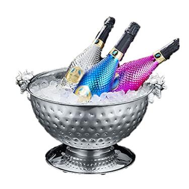 Imagem de Balde de gelo 1 peça balde de gelo de aço inoxidável 304 tigela de champanhe de parede dupla balde de gelo para bar vinho cerveja refrigerador de bebida fria