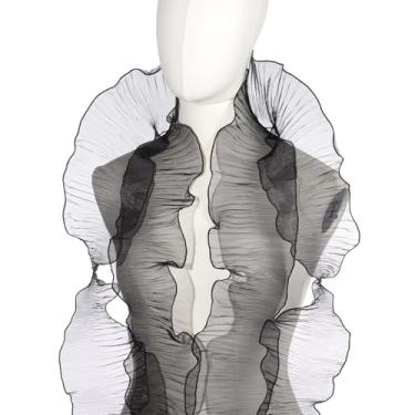 Imagem de PATIKIL Acabamento de renda com babados, 5 metros de tecido de organza retrô, acabamento de tule decorativo, borda de renda com babados para costura faça você mesmo, bolsa de vestido para aparar