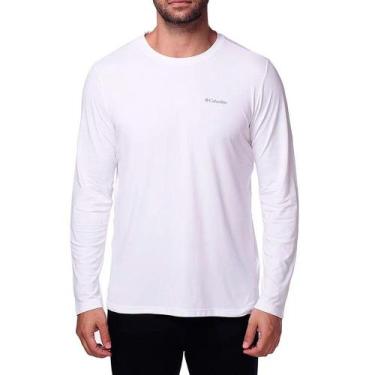 Imagem de Camiseta Columbia Masculina Neblina Manga Longa, P, Branco