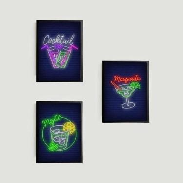 Imagem de Kit 3 Quadros Cocktail Bar 24X18Cm - Quadros On-Line