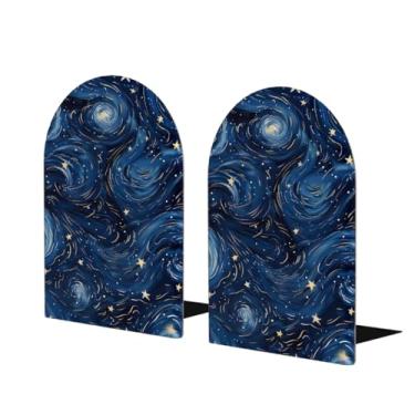 Imagem de Galaxy Space Star Suporte de livros de madeira grande decorativo Suporte de livro antiderrapante resistente para mesa de escritório em casa biblioteca de estudo escolar divisórias de livros para