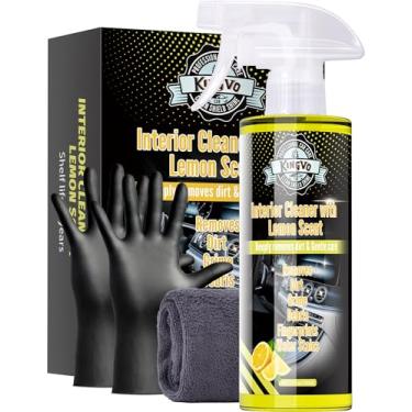 Imagem de Kingvo Limpador de interiores de carro, limpador de interiores, painel de vinil, sofá, couro, brilhante, kit de detalhes de material de carro, suprimentos de limpeza, aroma de limão