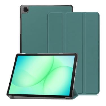Imagem de SFFINE Capa para Samsung Galaxy Tab A11 Plus 2025/A9 Plus 2023 de 11 polegadas, capa protetora de três dobras para tablet Galaxy Tab A11+/A9+, despertar/hibernar automaticamente (verde escuro)