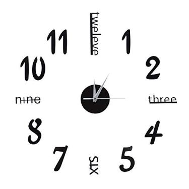 Imagem de Adesivo de parede de relógio digital DIY 3D, relógio de parede autodecorativo, design preto fácil de descascar e colar