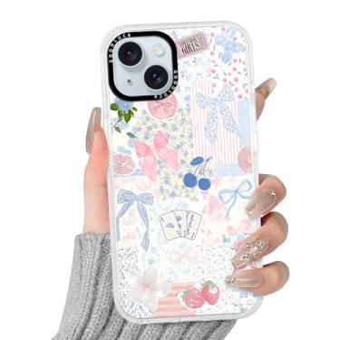 Imagem de FBHGLOA Capa de telefone para iPhone 15 de 6,1 polegadas moderna estética floral colagem floral fofa kawaii, estampa floral, transparente, antiamarelamento, à prova de choque, para mulheres e meninas