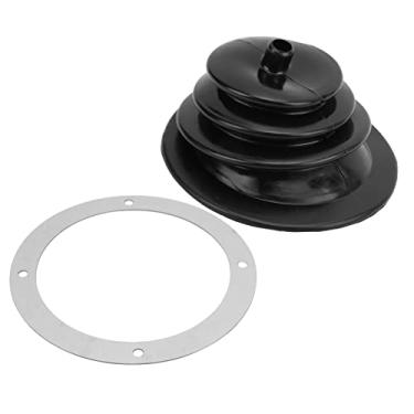 Imagem de JTLB Kit de placa de bota de alavanca de freio de mão à prova de poeira borracha preta redonda 5,250 pol. / 13,3 cm universal