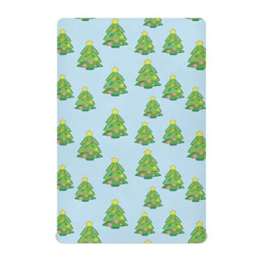 Imagem de Burbuja Lençol de berço de árvore de Natal para meninos e meninas, lençol com elástico 71 x 132 cm para colchões de berço padrão e infantil, macio e respirável