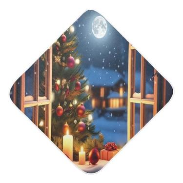 Imagem de Burbuja Toalha de banho de bebê de cena de Natal - Toalha com capuz de musselina macia e absorvente para recém-nascidos e bebês, 76 x 76 cm