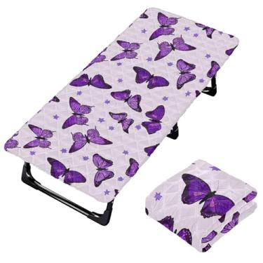 Imagem de Burbuja Lençol de berço de borboletas para crianças, lençol de cochilo acolchoado portátil com faixa elástica para meninas e meninos, lavável na máquina, 63,5 x 127 cm