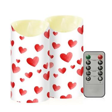Imagem de Wassud Pacote com 2 velas sem chama com corações dos namorados com controle remoto, velas realistas cintilantes com temporizador, velas decorativas para Natal, casamento, festa, decoração de casa