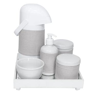 Imagem de Kit Higiene Espelho Completo Porcelanas, Garrafa e Capa Branco