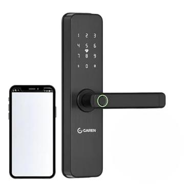 Imagem de Fechadura Digital com Wi-Fi e Biometria, Preto, Metal, Múltiplos Métodos de Acesso, Estilo Moderno, Retangular, Acabamento Fosco, para Portões Residenciais