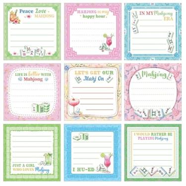 Imagem de ArvezVoy 9 blocos de notas adesivas Mahjong, notas adesivas engraçadas de 7 x 7 cm para adultos, presentes para amantes de Mah Jong para decoração de festa de aniversário de Natal