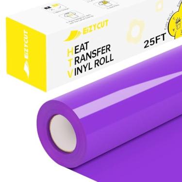 Imagem de Vinil de transferência de calor HTV roxo - Eizycut 30,5 cm x 25FT fácil de cortar e remover ervas daninhas roxo ferro em rolo de vinil para camisetas, tecidos e projetos DIY, HTV durável compatível