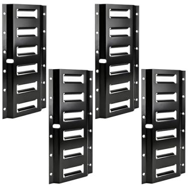 Imagem de Okllen Pacote com 4 kits de trilho E-Track, trilhos de amarração de aço revestidos com pó preto de 3,5 cm para carga segura, caminhões, trailers, vans, plataformas, garagens, amarrações para