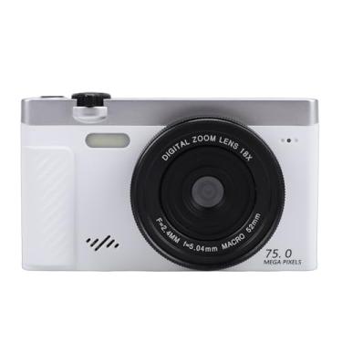 Imagem de Asixxsix Câmera digital 4K, câmera de viagem sem espelho Wi-Fi de 75 MP com tela giratória de 3 polegadas e zoom de 18x, câmera portátil para viagens. (Branca)