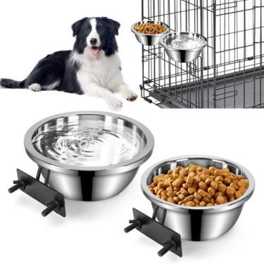 Imagem de Dog Crate Bowls SSawCasa, pacote com 2 unidades de 660 ml e 740 ml de 