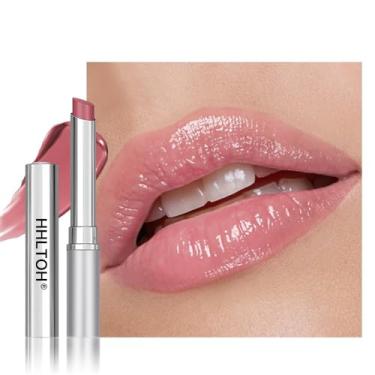 Imagem de HHLTOH 1 batom labial com cor de mel laranja e rosa - batom hidratante transparente de longa duração para mulheres, todos os tons de pele - brilho labial hidratante, protetor labial nutritivo com