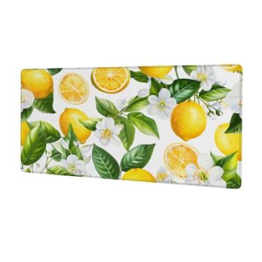 Imagem de Tapete de rato tropical com frutas grandes, limão, impermeável, protetor de mesa estendido para computador, tapete de rato com base de borracha antiderrapante para escritório, computador, teclado