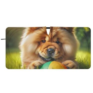 Imagem de Guarda-sol Chow Chow Dog fofo filhote de cachorro personalizado para para-brisa de carro caminhão dobrável guarda-chuva de para-brisa automotivo, guarda-sol, 81 cm x 157 cm