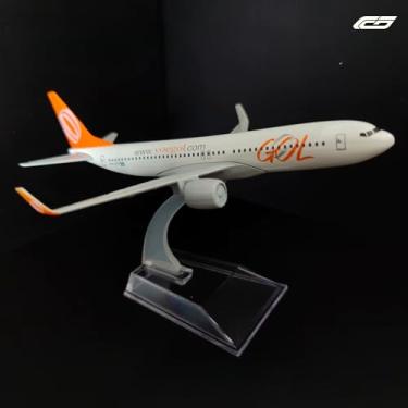 Imagem de GOL Miniatura de Avião Boeing 737-800, Modelo Metálico, Escala 1:400, 16cm, Branco e Laranja, com Base de Suporte