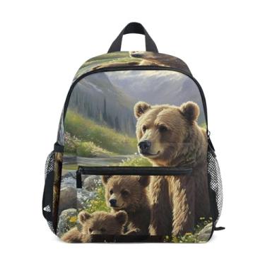 Imagem de GAIGEO Cute Bear Painting Landscape Backpacks for Toddlers with Whistle, Adjustable Chest Strap, Backpack for School Girls Lightweight & Compact for Ages 3-8