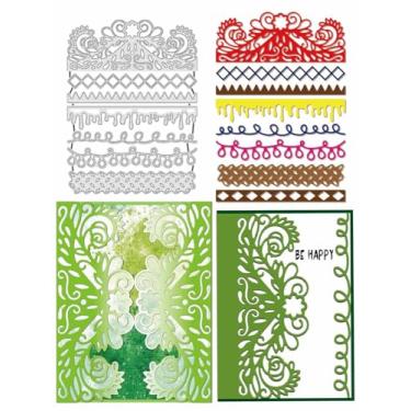 Imagem de 1 estêncil de matriz de corte de aço carbono, matriz de corte de borda ornamentada de cor de aço inoxidável para álbum de fotos faça você mesmo, cartão de papel decorativo em relevo, 15,5 x 11 x 0,1