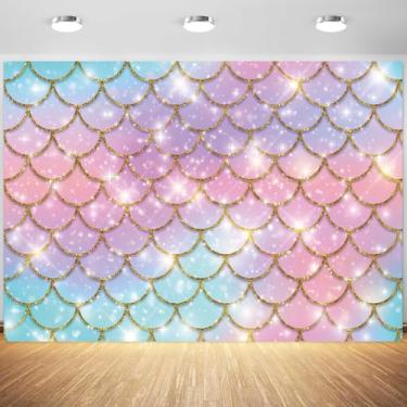 Imagem de 2,1 x 1,5 m, escamas de sereia, cenário colorido, escamas de sereia, glitter, fotografia, fundo, meninas, aniversário, chá de bebê, decoração de festa, bandeira, retratos de estúdio fotográfico