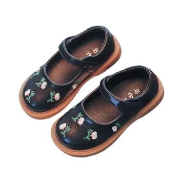 Imagem de Sapatos Casuais De Couro Com Bordado Floral Vintage Para Meninas, Esti