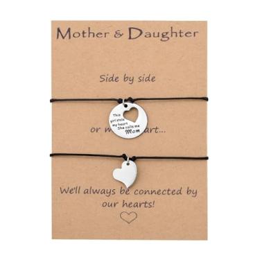 Imagem de YangQian Presentes de aniversário para mãe, filha, pulseiras combinando com coração de dente-de-leão para mãe, filha, ideias de presente, Small, Nylon, Sem Pedra Preciosa