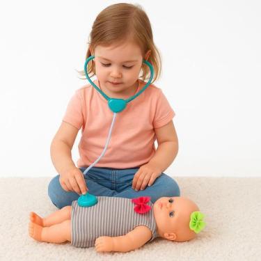 Imagem de Boneca Menina Babidu Faz Xixi Dodói e Papinha Kit Médico Fralda Paneli