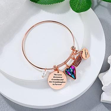 Imagem de Presentes de Natal para filha, mãe, avó, professora, prima, tia, pulseiras femininas, joias de ouro rosa, coroa de coração, pingente de pérola, pulseira, presente de aniversário de agradecimento