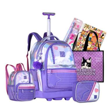 Imagem de Kit Mochila Carrinho Rebecca Bonbon Escolar com Estojo Lançamento 2026