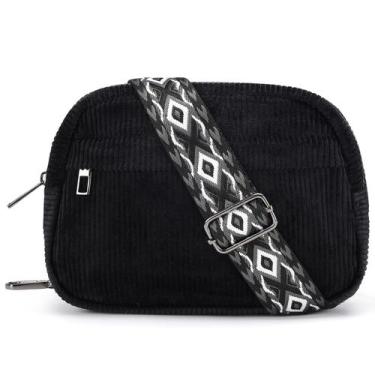 Imagem de Bolso Cruzado MAXTOP Pequeño de Pana con Correa Desmontable Negro